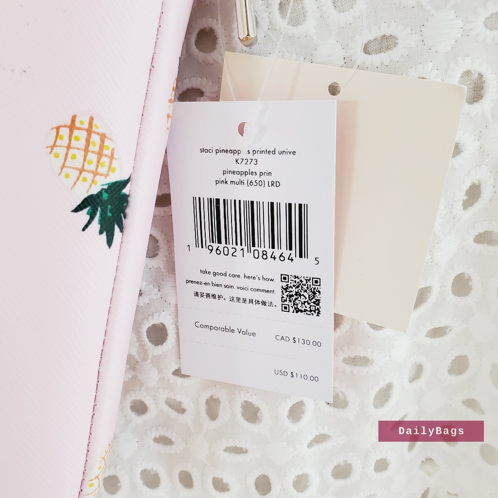 - BEAUTIFUL NWT KATE SPADE UNIVERSAL PRINTED LAPTOP SLEEVE PINEAPPLE PINK - Picture 4 of 4